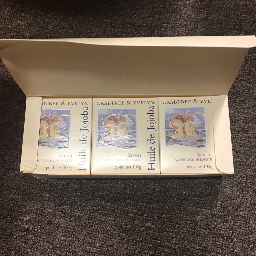 Crabtree & Evelyn box set of 3 soaps Jojoba Oil
